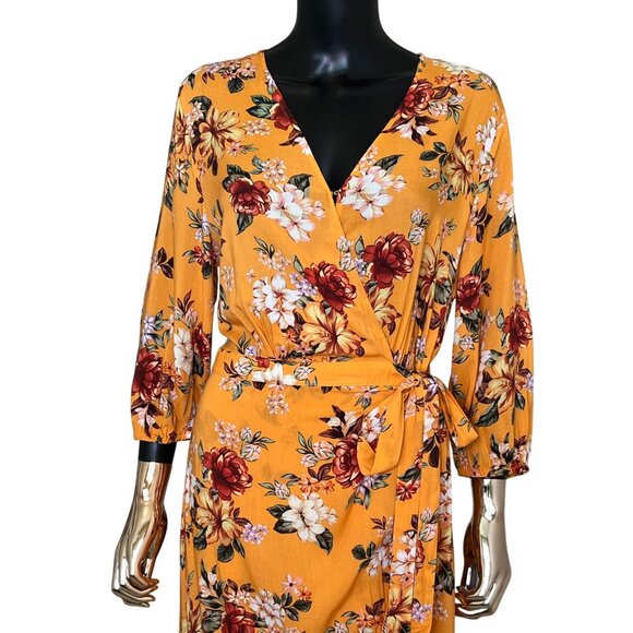 Farm Rio Anthropologie Wrap Maxi Dress Boho Floral Resort Western Glam L Petite - Picture 5 of 15